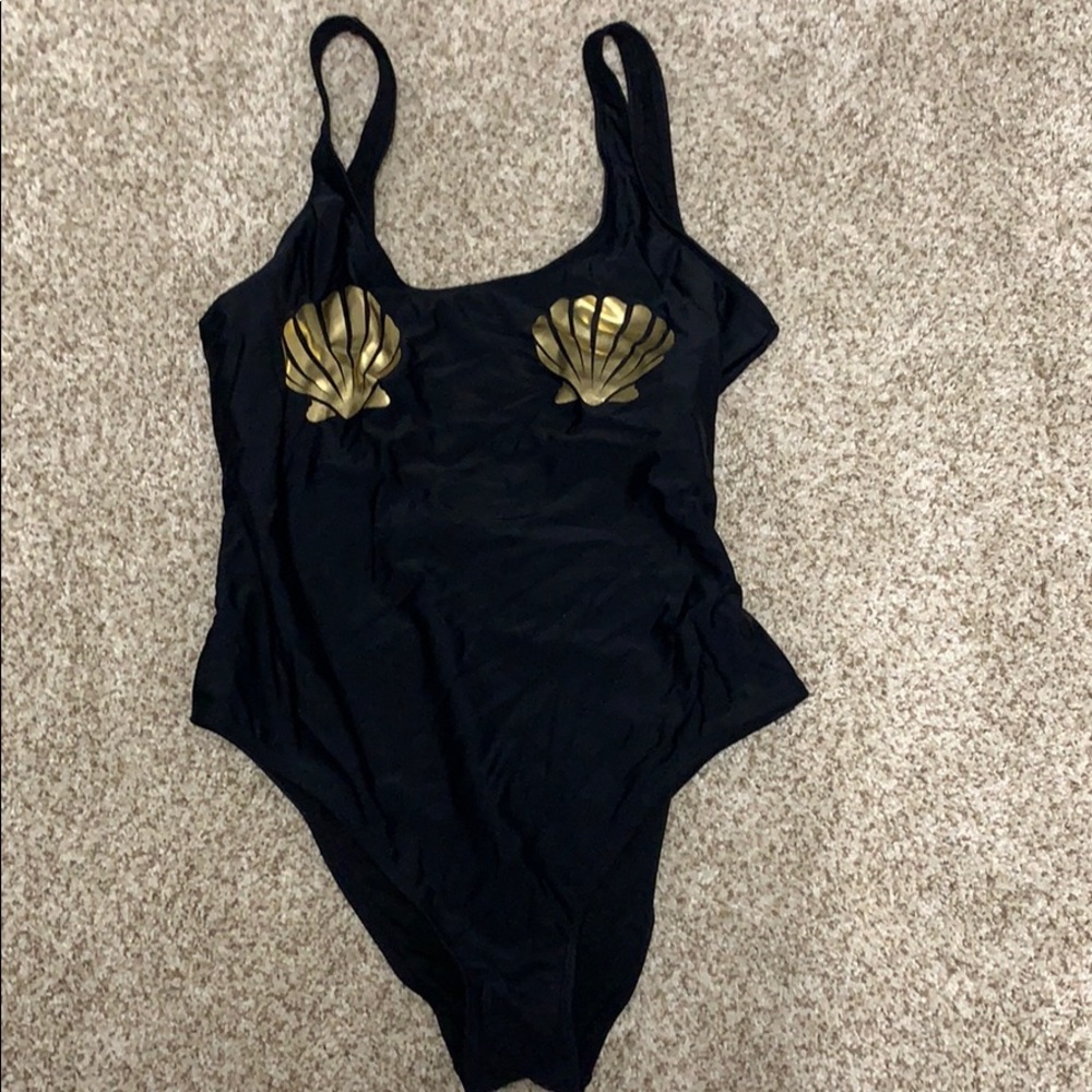 Black one piece bathing suit